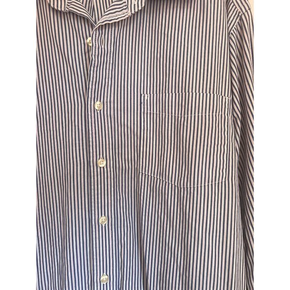 Gap Blue & White Striped Button-Up Long-Sleeve Shirt XL Mens Classic Fit Cotton - Picture 2 of 5